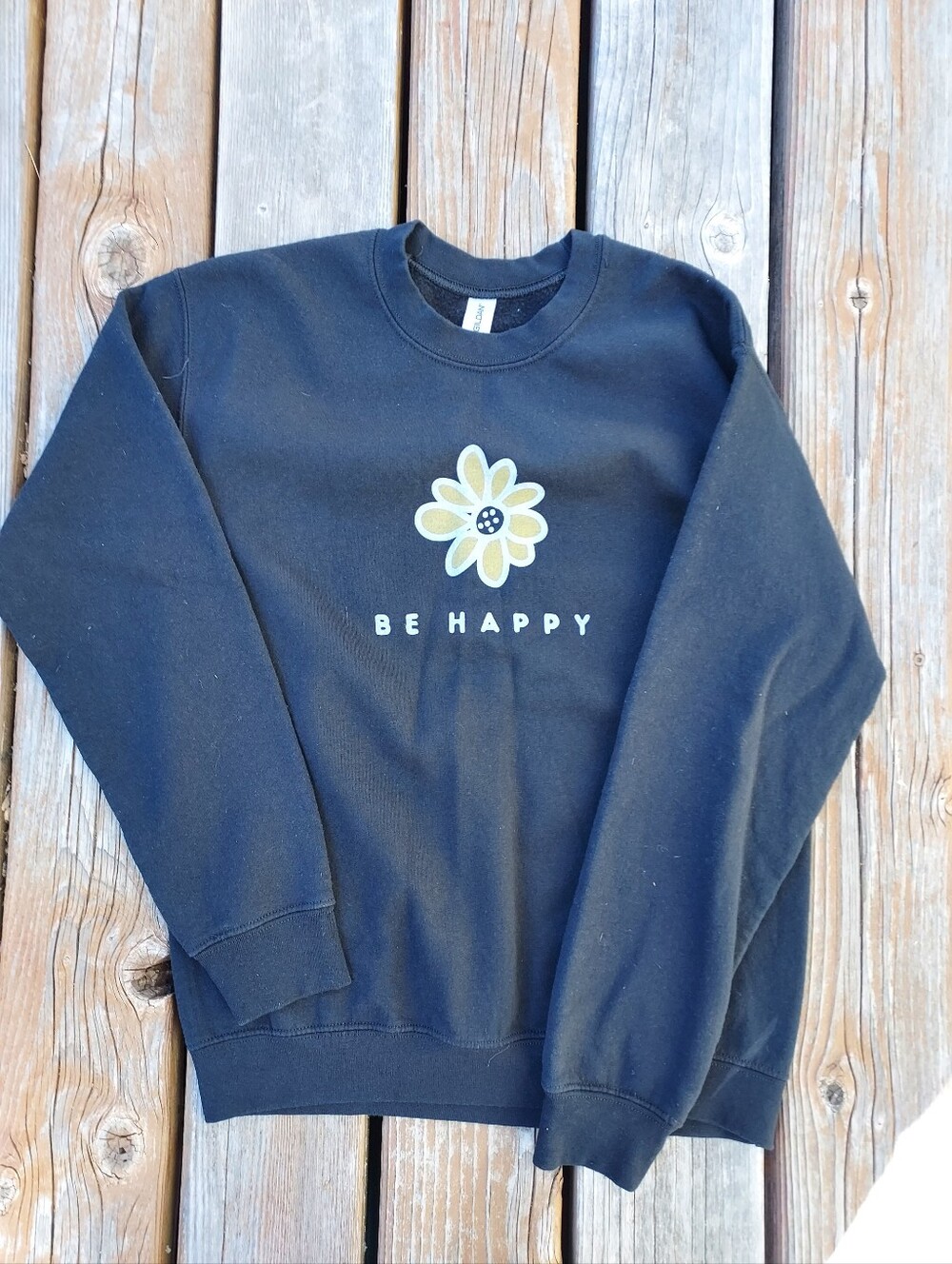 Be Happy Flower Gildan Crewneck Sweatshirt